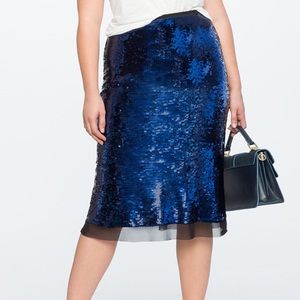 ELOQUII x Katie Sturino Blue Sequin Pencil Skirt